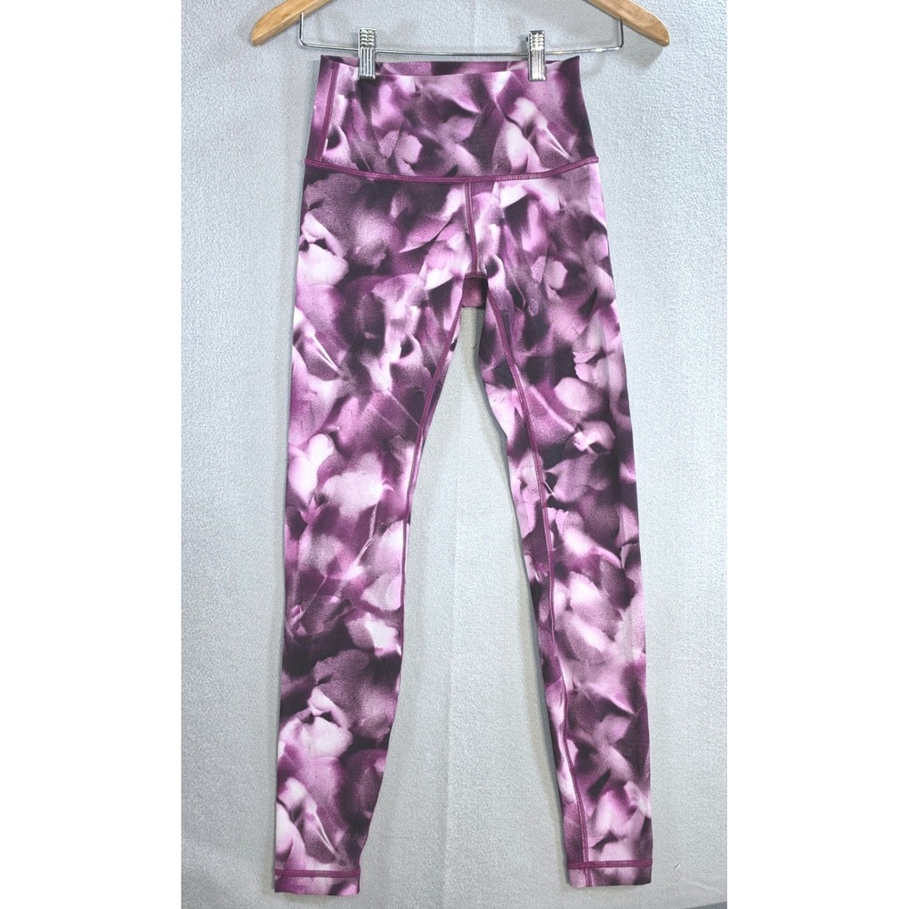 Lululemon Athleisure Wunder Under Leggings Size 4 Abstract Floral Purple